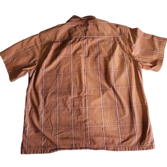 Carhartt Shirt Men's 2XL Short Sleeve Button Up Orange Striped Pocket Cotton - Picture 2 of 7